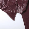 Sisterlinda Faux Leather Single Button Crop Jacket Women Autumn Trend Cross Neck Full Sleeve Wild Style Classic Streetwear Coat - MAGUSTA BEAUTY