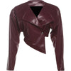 Sisterlinda Faux Leather Single Button Crop Jacket Women Autumn Trend Cross Neck Full Sleeve Wild Style Classic Streetwear Coat - MAGUSTA BEAUTY