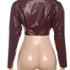 Sisterlinda Faux Leather Single Button Crop Jacket Women Autumn Trend Cross Neck Full Sleeve Wild Style Classic Streetwear Coat - MAGUSTA BEAUTY