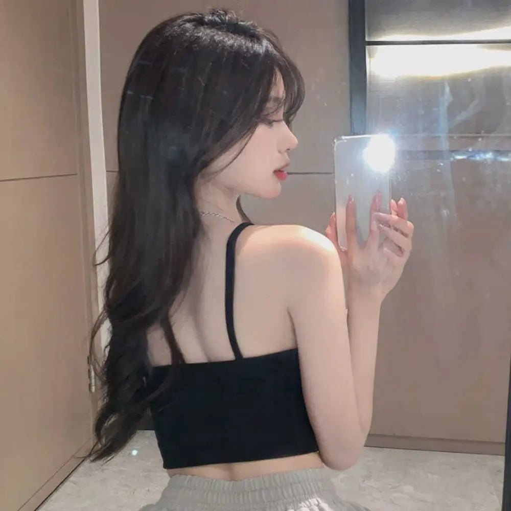 Slim Fitting Cami Crop Top Sexy Aesthetic Short Halter Tops Dopamine Tube Top - MAGUSTA BEAUTY