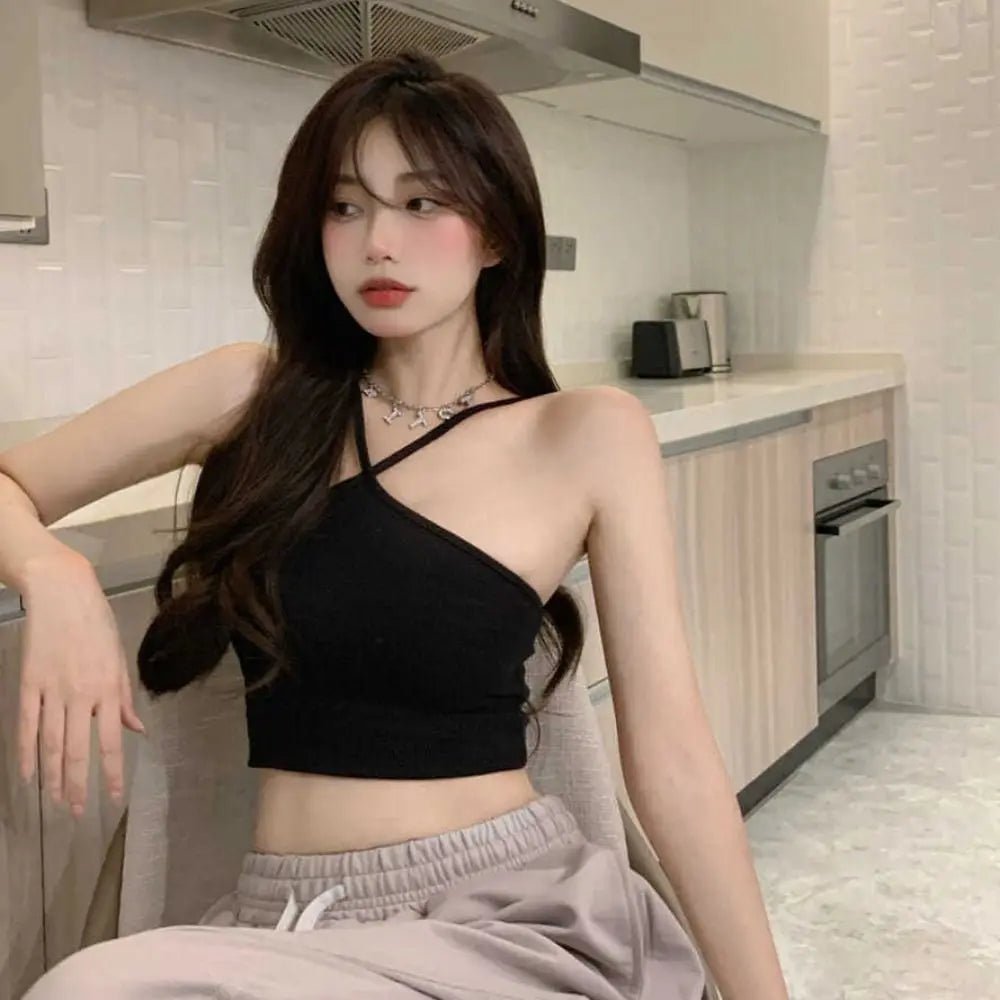 Slim Fitting Cami Crop Top Sexy Aesthetic Short Halter Tops Dopamine Tube Top - MAGUSTA BEAUTY