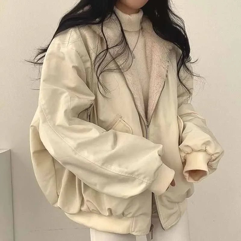 Smvp Winter Thicken Warm Parkas Women Fashion Double Sided Hooded Fleece Coat Ladies Korean Loose Long Sleeve Zip Up Jackets - MAGUSTA BEAUTY