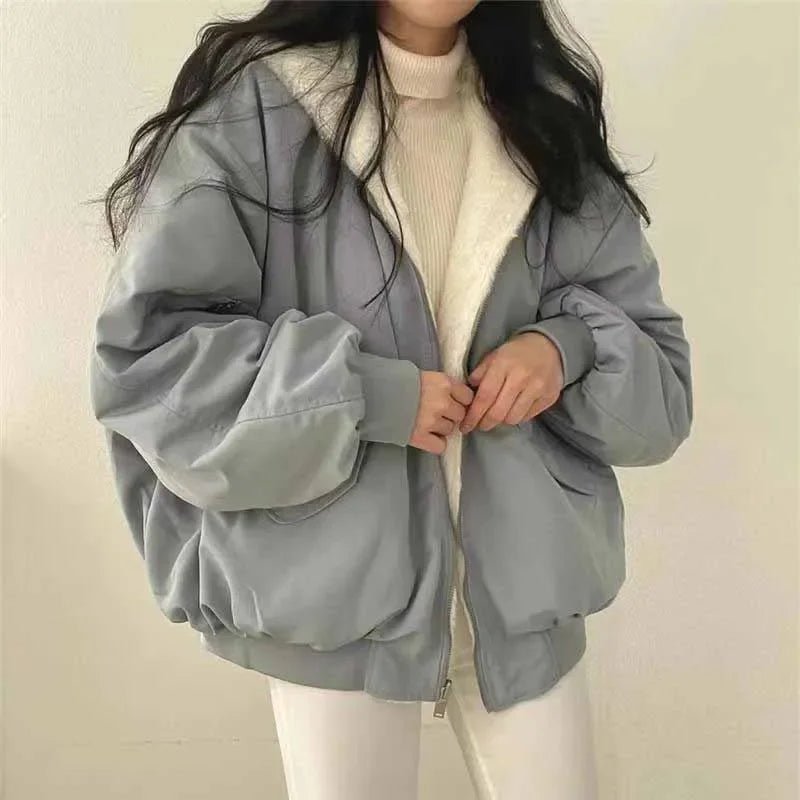Smvp Winter Thicken Warm Parkas Women Fashion Double Sided Hooded Fleece Coat Ladies Korean Loose Long Sleeve Zip Up Jackets - MAGUSTA BEAUTY