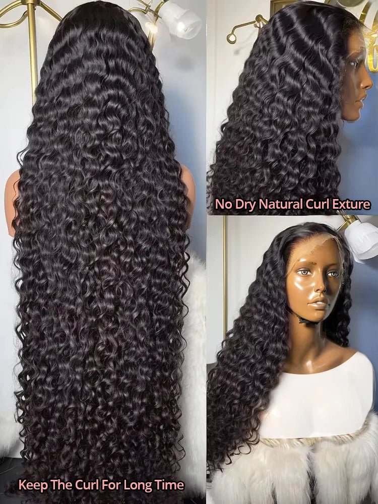 Snwprin 360 HD Full Lace Curly Human Hair Wigs Preplucked 13x6 Lace Frontal Wig Deep Wave Glueless Human Hair Ready To Wear 30In - MAGUSTA BEAUTY