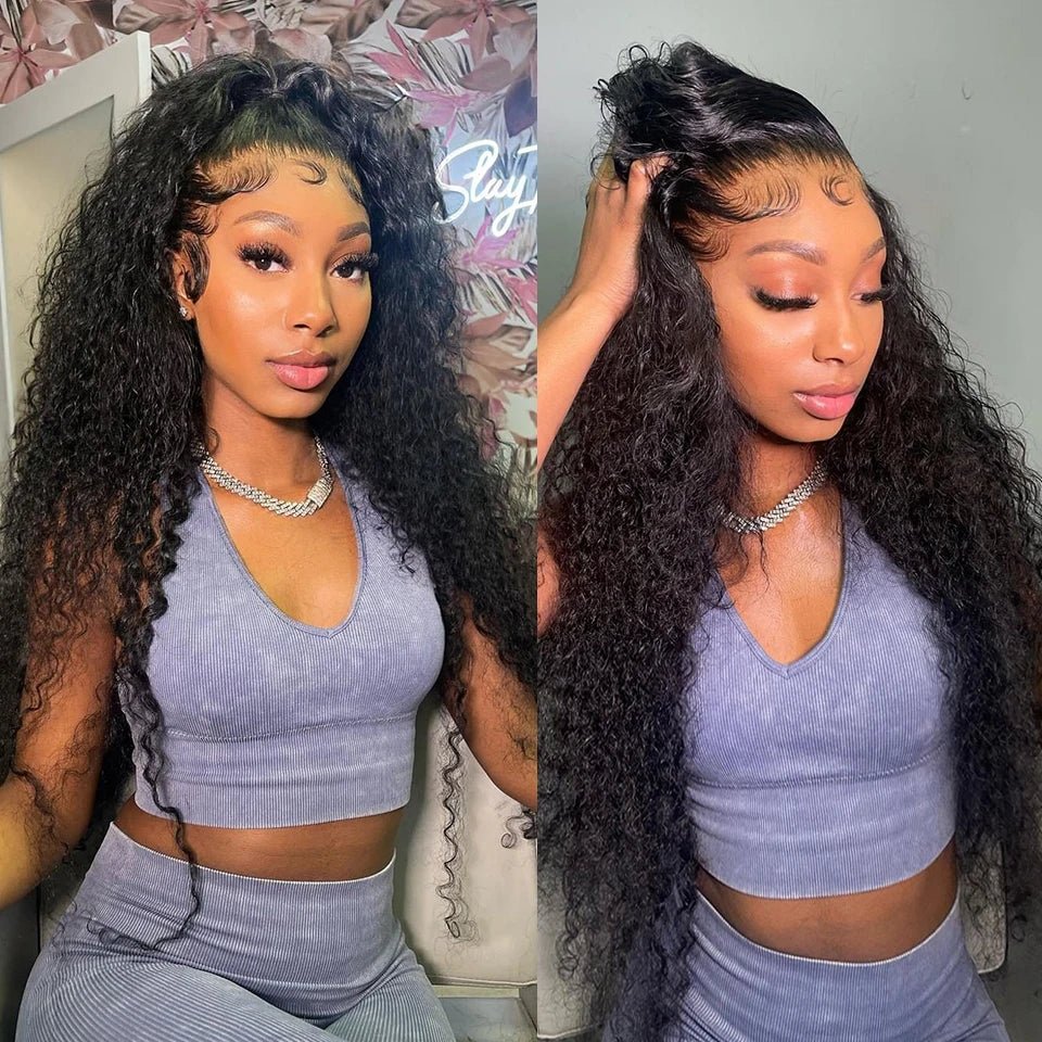 Snwprin 360 HD Full Lace Curly Human Hair Wigs Preplucked 13x6 Lace Frontal Wig Deep Wave Glueless Human Hair Ready To Wear 30In - MAGUSTA BEAUTY