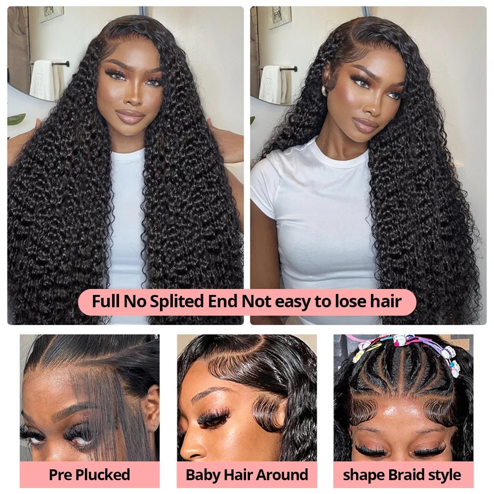 Snwprin 360 HD Full Lace Curly Human Hair Wigs Preplucked 13x6 Lace Frontal Wig Deep Wave Glueless Human Hair Ready To Wear 30In - MAGUSTA BEAUTY