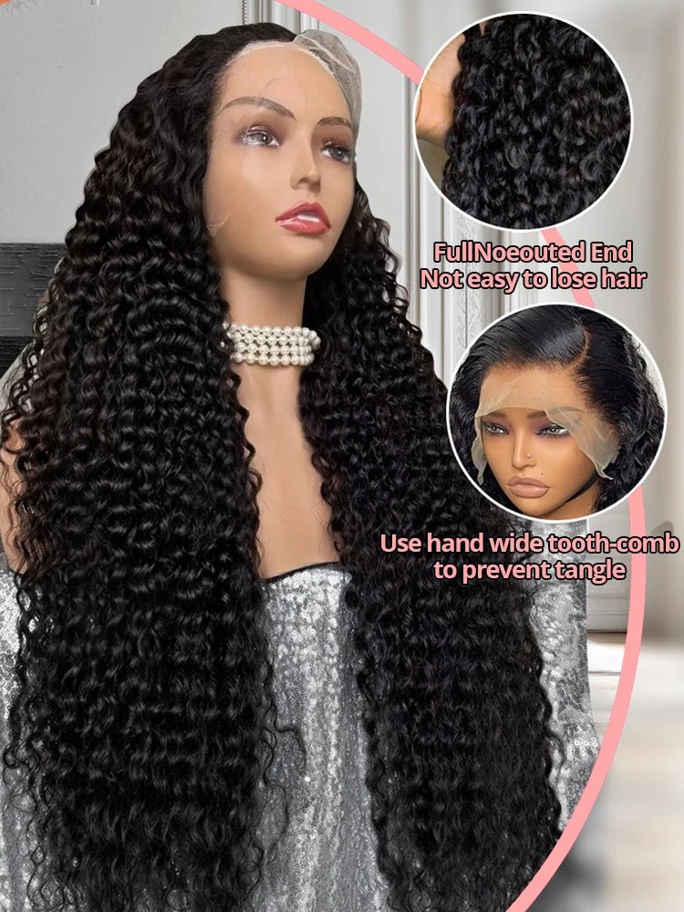 Snwprin 360 HD Full Lace Curly Human Hair Wigs Preplucked 13x6 Lace Frontal Wig Deep Wave Glueless Human Hair Ready To Wear 30In - MAGUSTA BEAUTY
