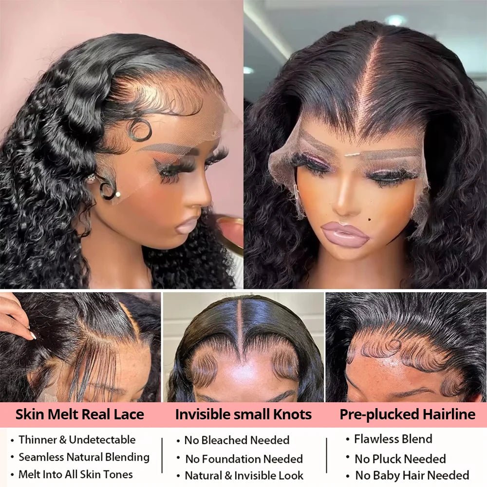 Snwprin 360 HD Full Lace Curly Human Hair Wigs Preplucked 13x6 Lace Frontal Wig Deep Wave Glueless Human Hair Ready To Wear 30In - MAGUSTA BEAUTY