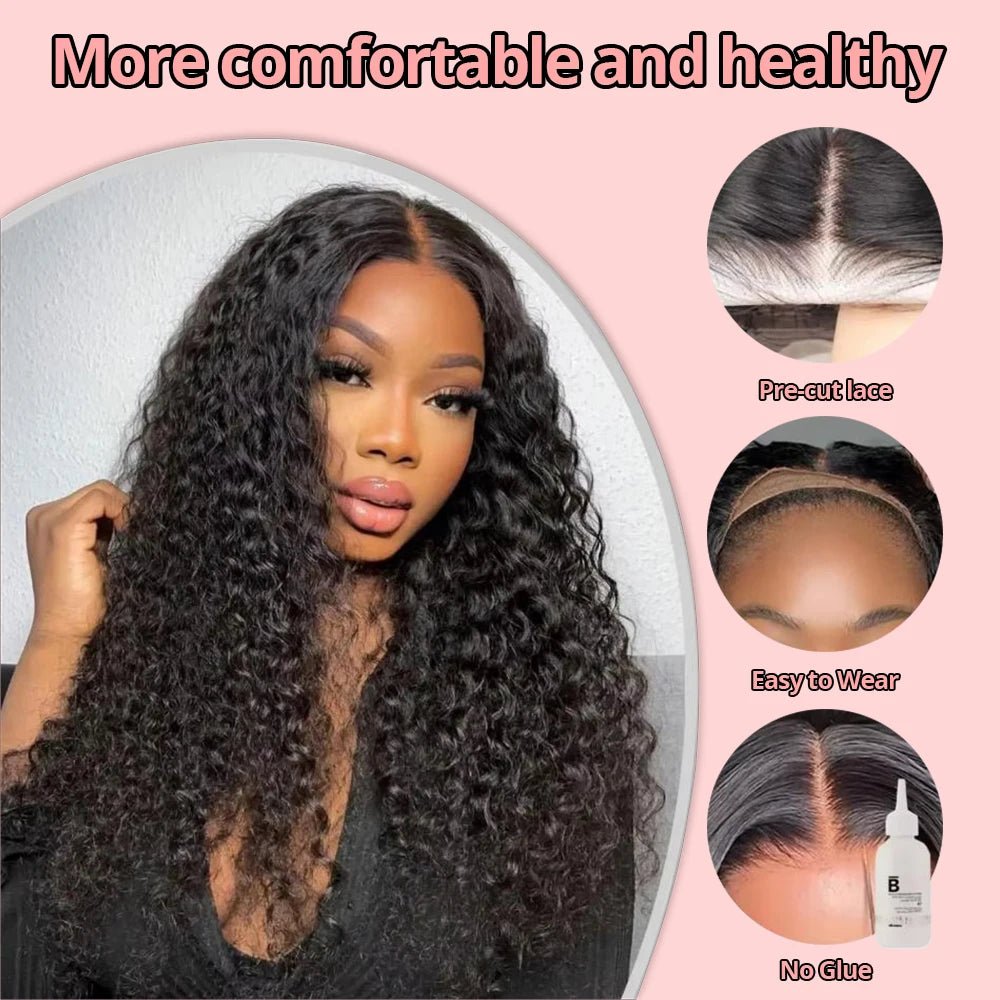 Snwprin 360 HD Full Lace Curly Human Hair Wigs Preplucked 13x6 Lace Frontal Wig Deep Wave Glueless Human Hair Ready To Wear 30In - MAGUSTA BEAUTY
