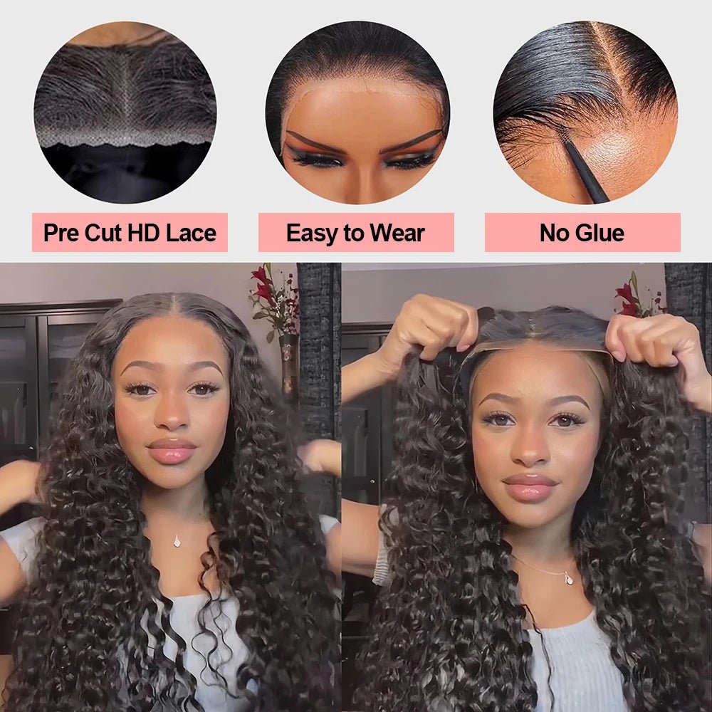 Snwprin 360 HD Full Lace Curly Human Hair Wigs Preplucked 13x6 Lace Frontal Wig Deep Wave Glueless Human Hair Ready To Wear 30In - MAGUSTA BEAUTY