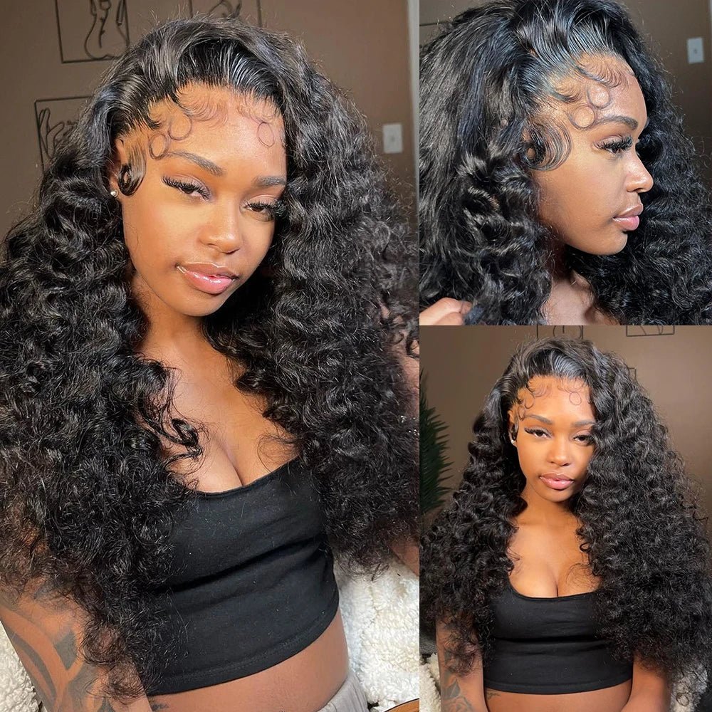 Snwprin 360 HD Full Lace Curly Human Hair Wigs Preplucked 13x6 Lace Frontal Wig Deep Wave Glueless Human Hair Ready To Wear 30In - MAGUSTA BEAUTY