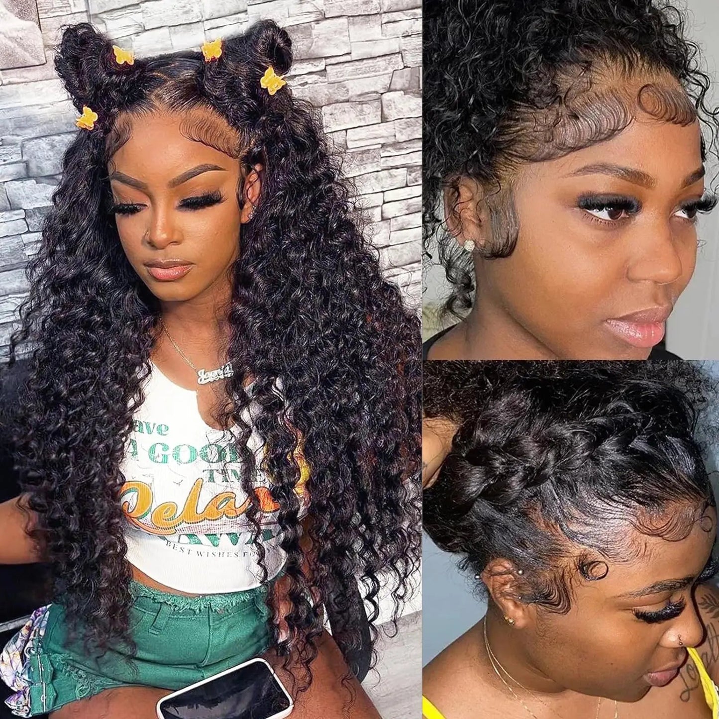 Snwprin 360 HD Full Lace Curly Human Hair Wigs Preplucked 13x6 Lace Frontal Wig Deep Wave Glueless Human Hair Ready To Wear 30In - MAGUSTA BEAUTY