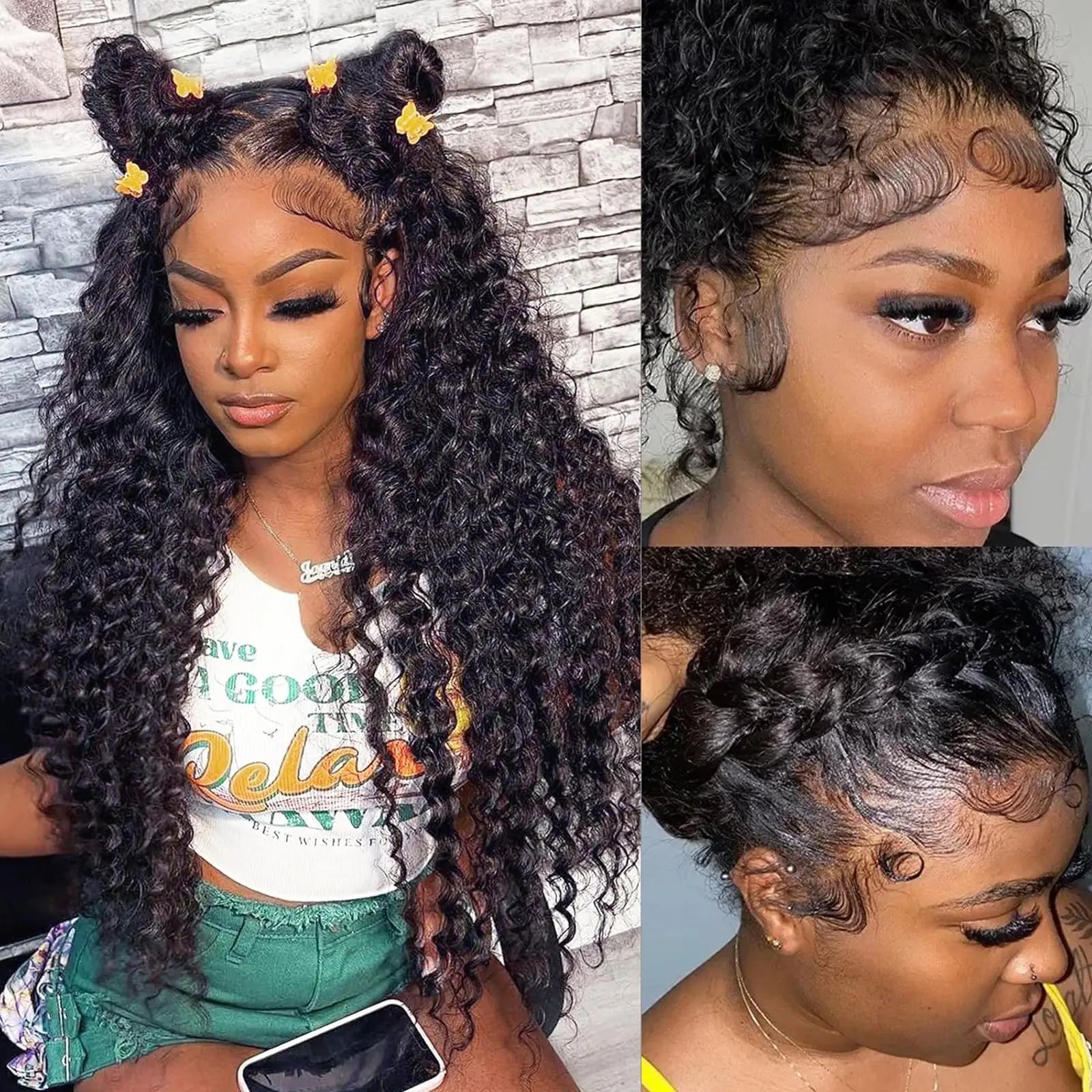 Snwprin 360 HD Full Lace Curly Human Hair Wigs Preplucked 13x6 Lace Frontal Wig Deep Wave Glueless Human Hair Ready To Wear 30In - MAGUSTA BEAUTY