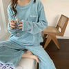 Soft Coral Velvet Jacquard Warm Pajama Set for Women Cozy Loungewear Outerwear for Winter Christmas Back to School Gift ﻿ - MAGUSTA BEAUTY