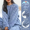 Soft Coral Velvet Jacquard Warm Pajama Set for Women Cozy Loungewear Outerwear for Winter Christmas Back to School Gift ﻿ - MAGUSTA BEAUTY