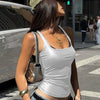 Solid Tank Top Women Edgy Clothes Y2k Accessories Sleeveless Ropa De Mujer Square Collar Camison Verano Korean Fashion Clothing - MAGUSTA BEAUTY