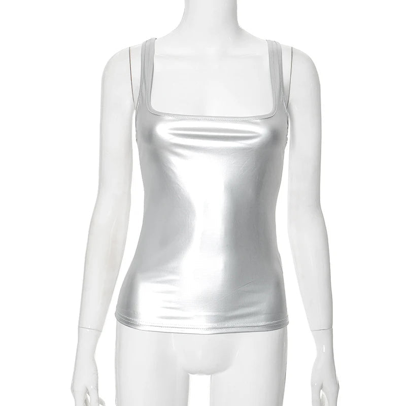 Solid Tank Top Women Edgy Clothes Y2k Accessories Sleeveless Ropa De Mujer Square Collar Camison Verano Korean Fashion Clothing - MAGUSTA BEAUTY