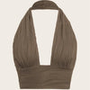 Solid White Backless Crop Halter Top Women Summer Y2K Club Grunge Clothes Deep V - neck Backless Sleeveless Tank Top Streetwear - MAGUSTA BEAUTY