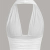 Solid White Backless Crop Halter Top Women Summer Y2K Club Grunge Clothes Deep V - neck Backless Sleeveless Tank Top Streetwear - MAGUSTA BEAUTY