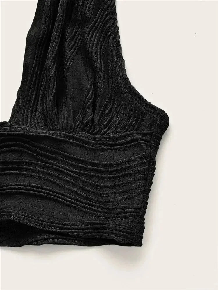 Solid White Backless Crop Halter Top Women Summer Y2K Club Grunge Clothes Deep V - neck Backless Sleeveless Tank Top Streetwear - MAGUSTA BEAUTY