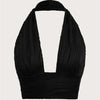 Solid White Backless Crop Halter Top Women Summer Y2K Club Grunge Clothes Deep V - neck Backless Sleeveless Tank Top Streetwear - MAGUSTA BEAUTY