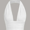 Solid White Backless Crop Halter Top Women Summer Y2K Club Grunge Clothes Deep V - neck Backless Sleeveless Tank Top Streetwear - MAGUSTA BEAUTY