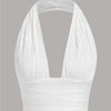 Solid White Backless Crop Halter Top Women Summer Y2K Club Grunge Clothes Deep V - neck Backless Sleeveless Tank Top Streetwear - MAGUSTA BEAUTY