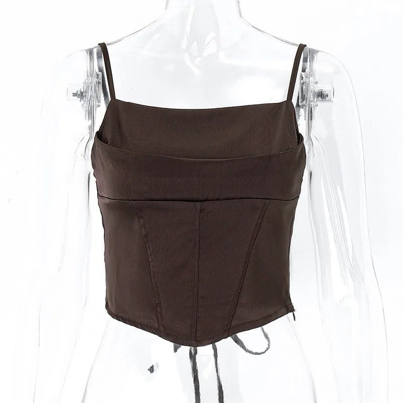 Spaghetti Strap Tank Top Sexy Backless Bandage Skinny Crop Tops 2023 Summer Elegant Lace Up Party Streetwear Women Camis - MAGUSTA BEAUTY