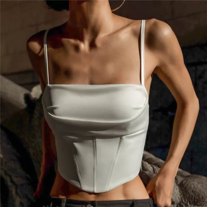 Spaghetti Strap Tank Top Sexy Backless Bandage Skinny Crop Tops 2023 Summer Elegant Lace Up Party Streetwear Women Camis - MAGUSTA BEAUTY