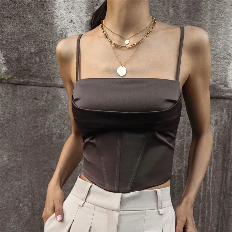 Spaghetti Strap Tank Top Sexy Backless Bandage Skinny Crop Tops 2023 Summer Elegant Lace Up Party Streetwear Women Camis - MAGUSTA BEAUTY