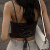Spaghetti Strap Tank Top Sexy Backless Bandage Skinny Crop Tops 2023 Summer Elegant Lace Up Party Streetwear Women Camis - MAGUSTA BEAUTY