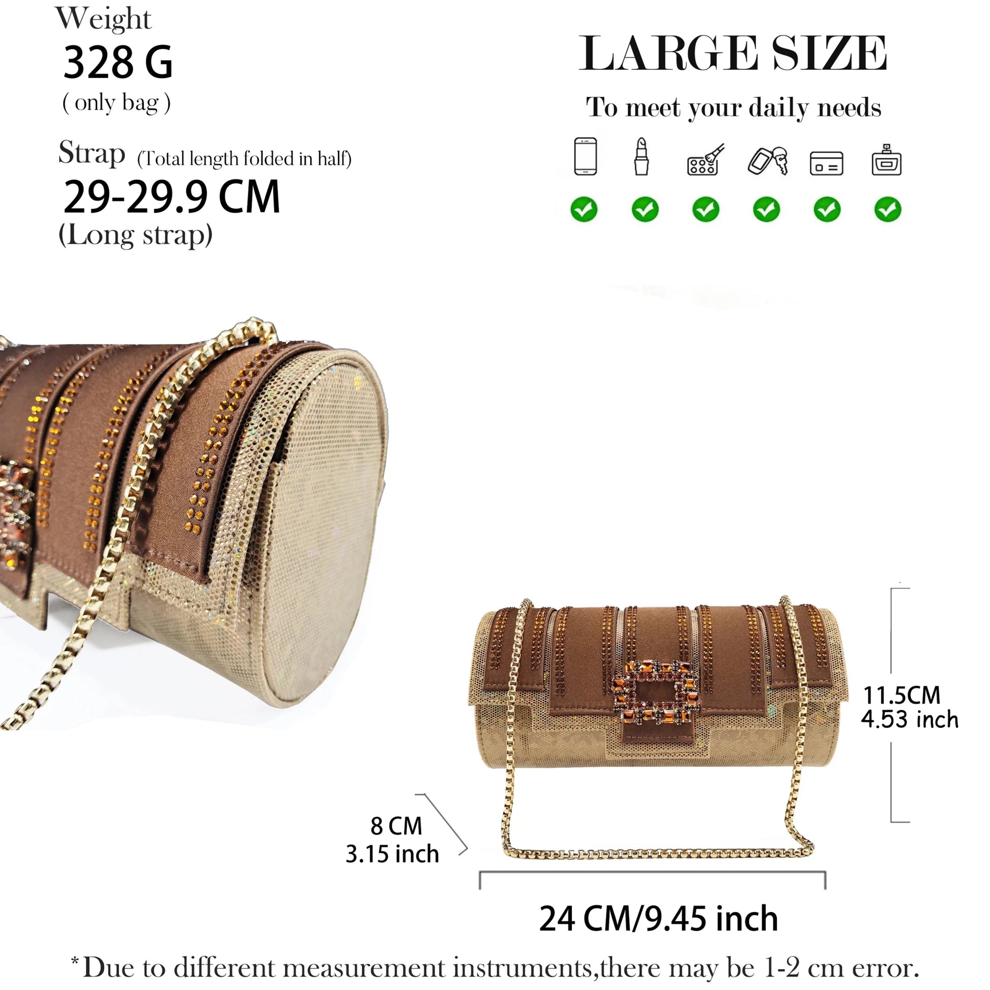 Spot Goods Italian Fashion Women Heels Elegant Color Block Design Brown Shoes And Bag Full Rhinestone Party Bag - MAGUSTA BEAUTY
