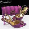 Spot Goods Italian Fashion Women Heels Elegant Color Block Design Brown Shoes And Bag Full Rhinestone Party Bag - MAGUSTA BEAUTY