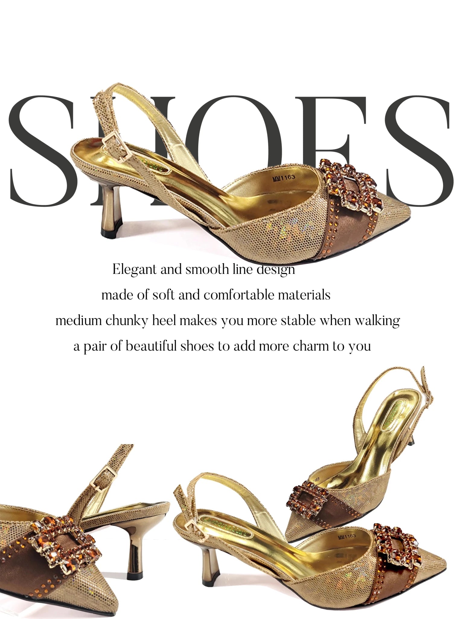 Spot Goods Italian Fashion Women Heels Elegant Color Block Design Brown Shoes And Bag Full Rhinestone Party Bag - MAGUSTA BEAUTY