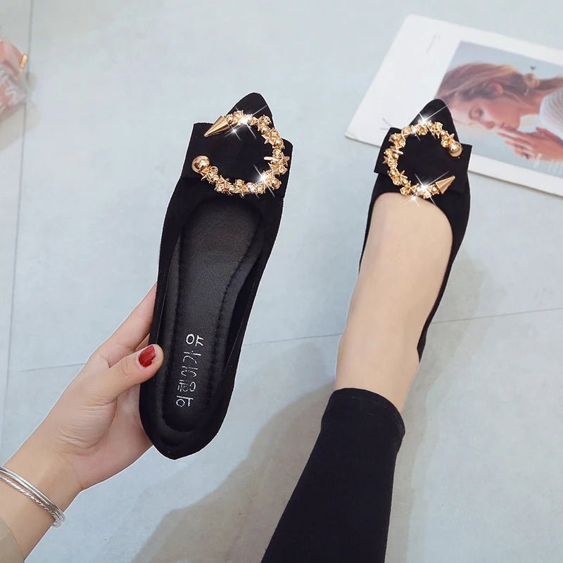Spring and Autumn Casual Fashion Pointed Toe Comfortable Non-slip Wear-resistant Simple Metal Decorative Women's Shoes - MAGUSTA BEAUTY