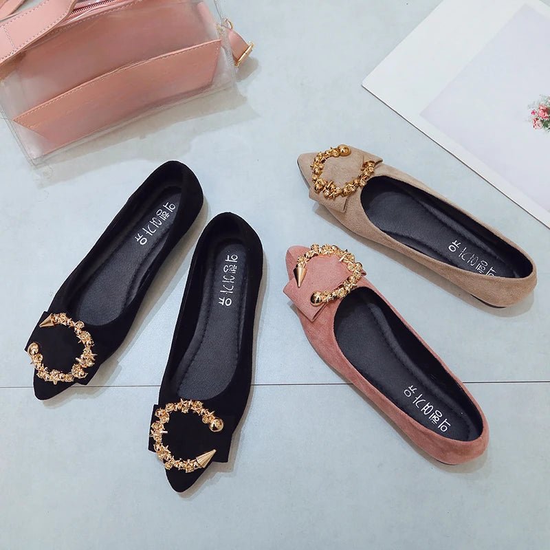Spring and Autumn Casual Fashion Pointed Toe Comfortable Non-slip Wear-resistant Simple Metal Decorative Women's Shoes - MAGUSTA BEAUTY