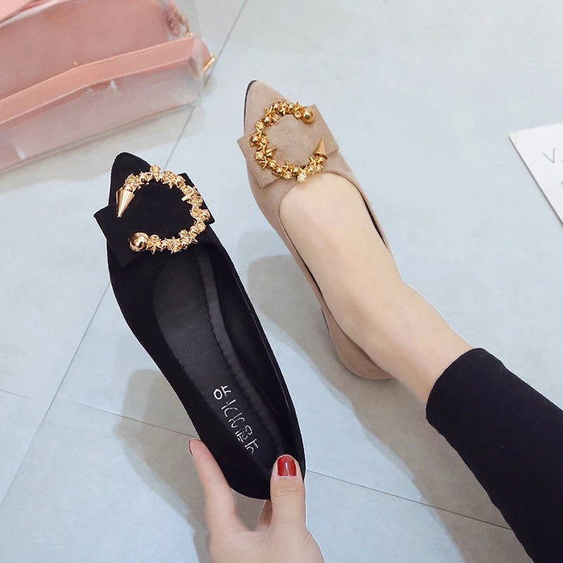 Spring and Autumn Casual Fashion Pointed Toe Comfortable Non-slip Wear-resistant Simple Metal Decorative Women's Shoes - MAGUSTA BEAUTY