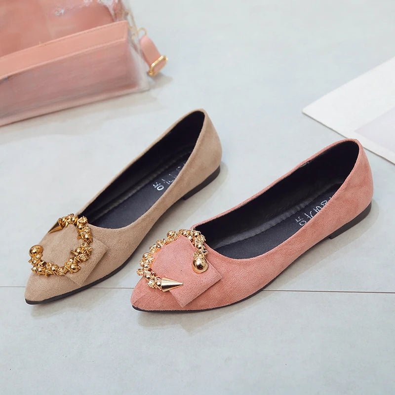 Spring and Autumn Casual Fashion Pointed Toe Comfortable Non-slip Wear-resistant Simple Metal Decorative Women's Shoes - MAGUSTA BEAUTY
