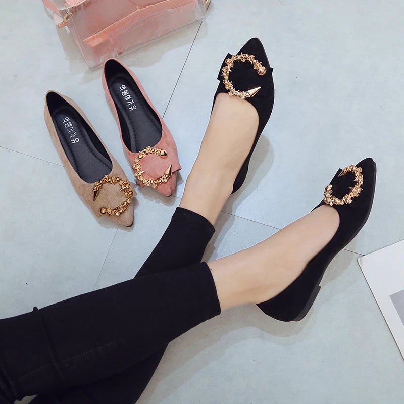 Spring and Autumn Casual Fashion Pointed Toe Comfortable Non-slip Wear-resistant Simple Metal Decorative Women's Shoes - MAGUSTA BEAUTY