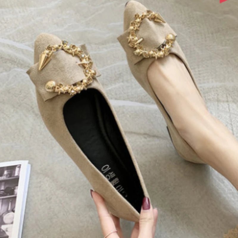 Spring and Autumn Casual Fashion Pointed Toe Comfortable Non-slip Wear-resistant Simple Metal Decorative Women's Shoes - MAGUSTA BEAUTY
