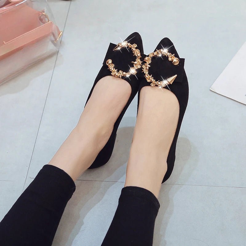 Spring and Autumn Casual Fashion Pointed Toe Comfortable Non-slip Wear-resistant Simple Metal Decorative Women's Shoes - MAGUSTA BEAUTY