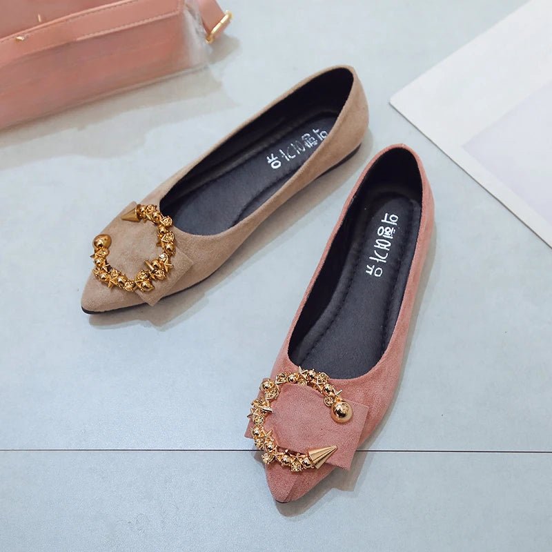Spring and Autumn Casual Fashion Pointed Toe Comfortable Non-slip Wear-resistant Simple Metal Decorative Women's Shoes - MAGUSTA BEAUTY