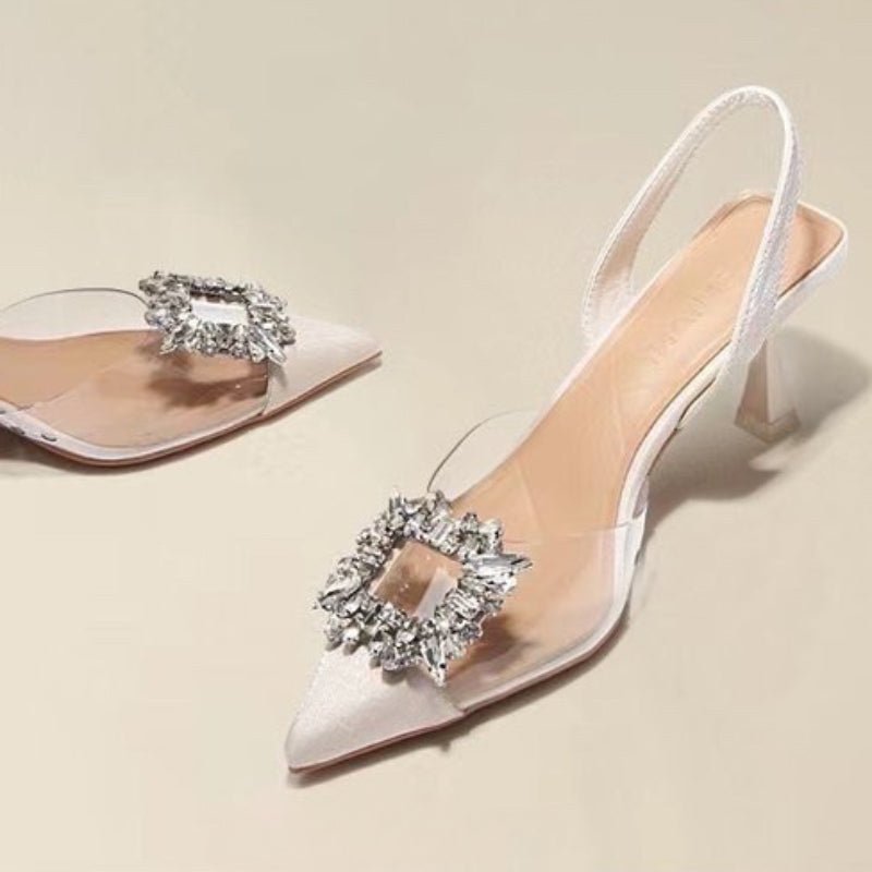 Spring and Autumn Fashion New Sexy Banquet Comfortable Crystal Transparent Solid Color Pointed Toe Women's High Heels - MAGUSTA BEAUTY