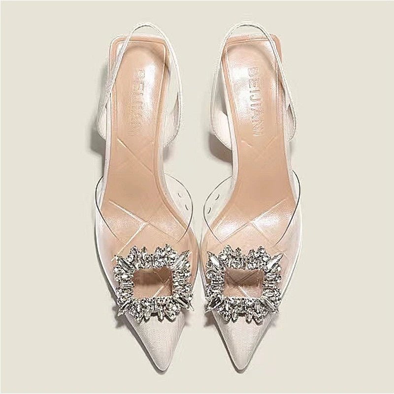 Spring and Autumn Fashion New Sexy Banquet Comfortable Crystal Transparent Solid Color Pointed Toe Women's High Heels - MAGUSTA BEAUTY
