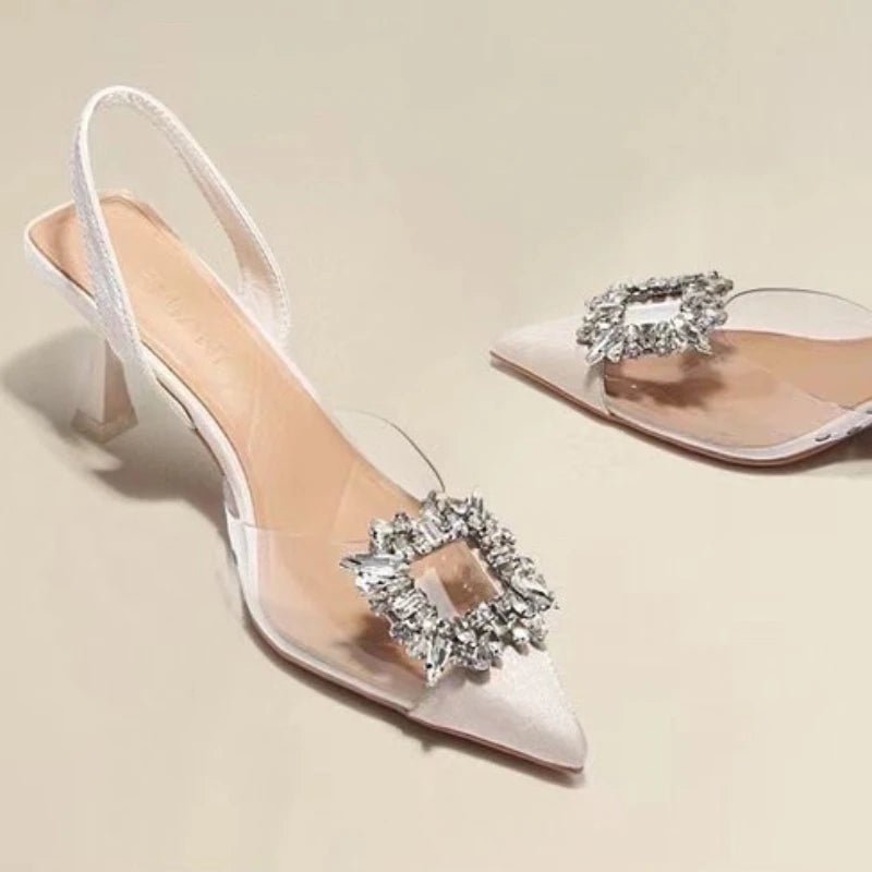 Spring and Autumn Fashion New Sexy Banquet Comfortable Crystal Transparent Solid Color Pointed Toe Women's High Heels - MAGUSTA BEAUTY