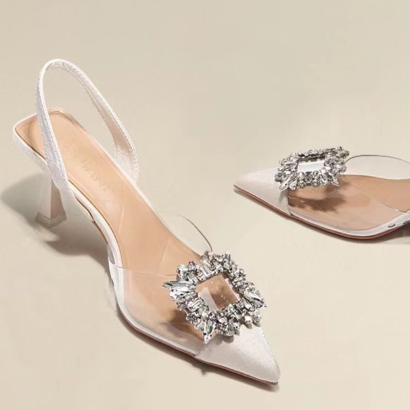 Spring and Autumn Fashion New Sexy Banquet Comfortable Crystal Transparent Solid Color Pointed Toe Women's High Heels - MAGUSTA BEAUTY