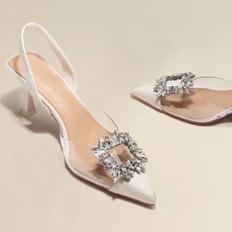 Spring and Autumn Fashion New Sexy Banquet Comfortable Crystal Transparent Solid Color Pointed Toe Women's High Heels - MAGUSTA BEAUTY