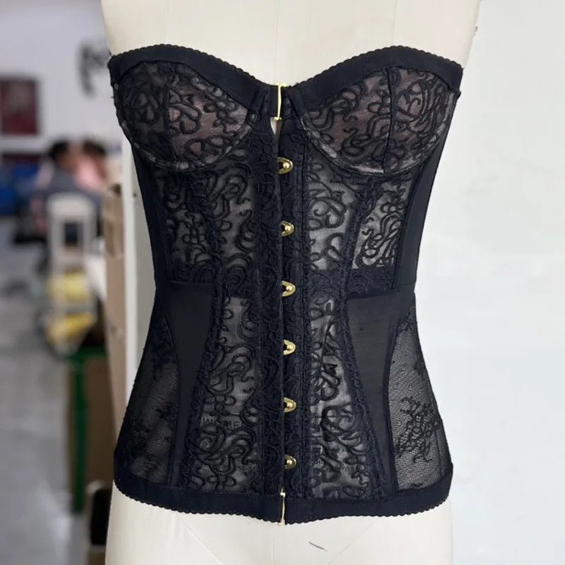 Spring and summer Amazon cross - border sexy lace corset Spice girl sweet cool style one - word collar tube top shapewear women - MAGUSTA BEAUTY