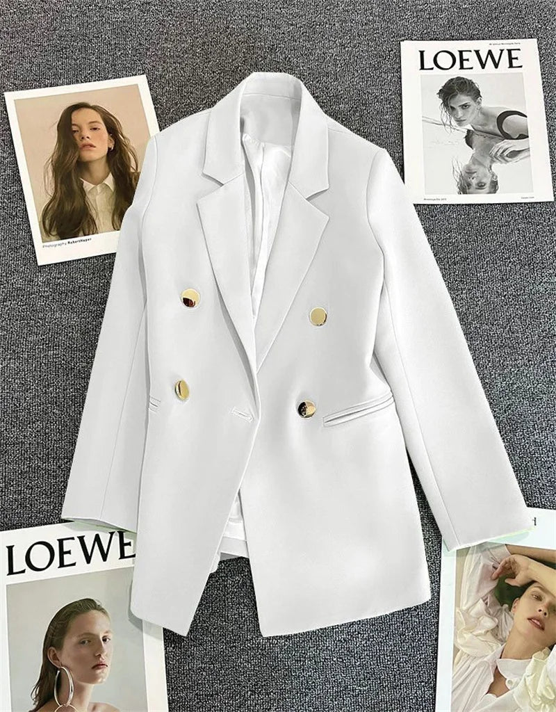 Spring Autumn High Quality Long Sleeve Female Blazer Double Button Jacket Ladies Business Work Wear Formal Coat Women Outerwea - MAGUSTA BEAUTY