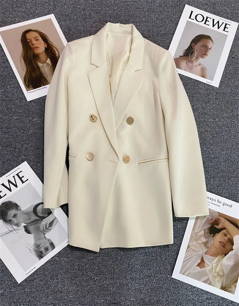 Spring Autumn High Quality Long Sleeve Female Blazer Double Button Jacket Ladies Business Work Wear Formal Coat Women Outerwea - MAGUSTA BEAUTY